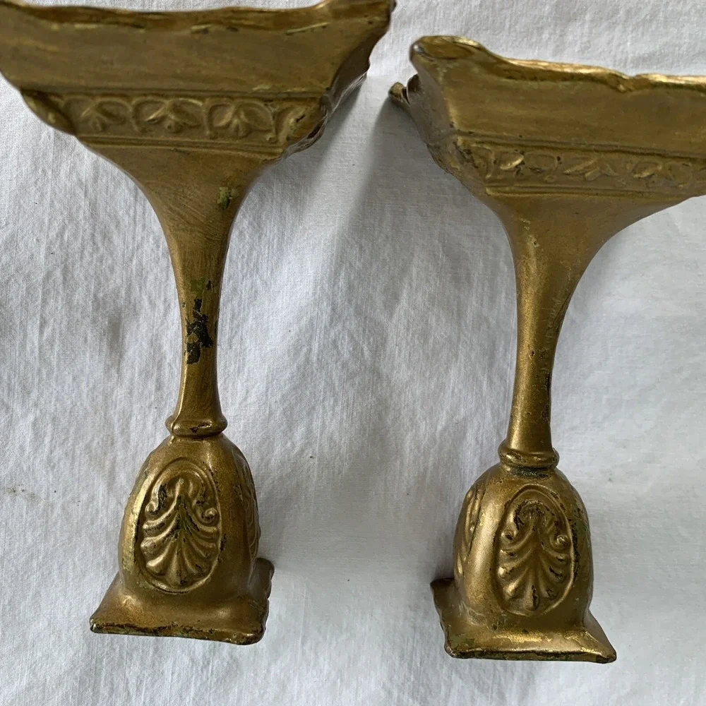 Brass candleholders ornate LOT OF 2 small  4